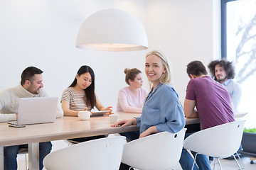 Image showing Startup Business Team At A Meeting at modern office building