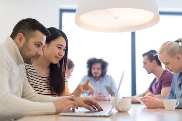 Image showing Startup Business Team At A Meeting at modern office building