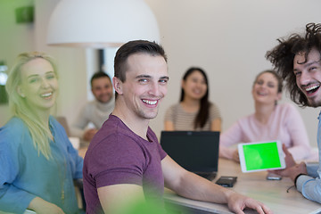 Image showing Startup Business Team At A Meeting at modern office building