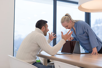 Image showing Startup Business Team At A Meeting at modern office building