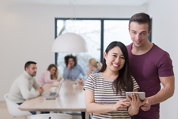 Image showing Startup Business Team At A Meeting at modern office building