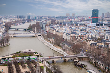 Image showing aerial view of Paris and Seine river