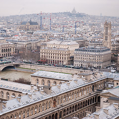 Image showing aerial view of Paris and Seine river