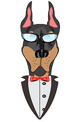 Image showing Vector illustration of the mug of the dog in suit