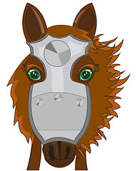 Image showing Vector illustration of the cartoon of the head of the warhorse