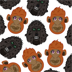 Image showing Vector illustration of the cartoon of the mug of the apes decorative pattern