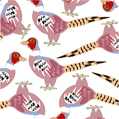 Image showing Bird pheasant decorative pattern on white background