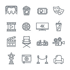 Image showing Cinema and Movie Line Icons Set