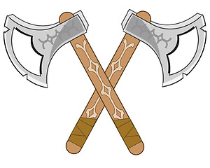 Image showing Old-time weapon combat axe on white background is insulated