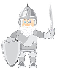 Image showing Cartoon of the ancient warrior in defensive send and panoply