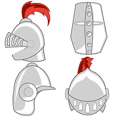 Image showing Varied defensive steel helmet knights of the muddle ages