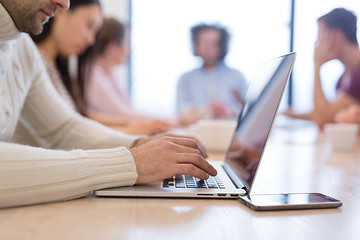 Image showing Startup Business Team At A Meeting at modern office building