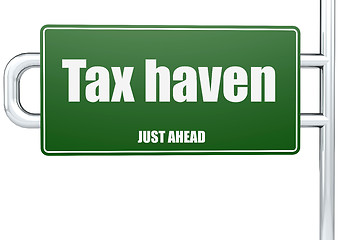 Image showing Tax haven word on green road sign