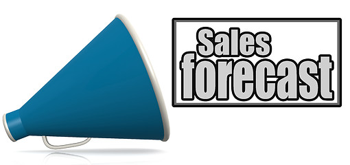 Image showing Sales forecast word on blue megaphone