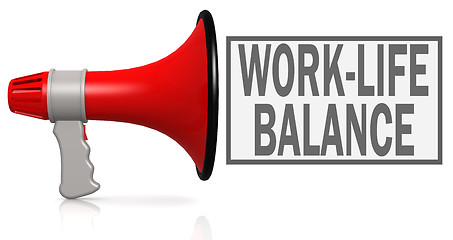 Image showing Work-life balance word with red megaphone
