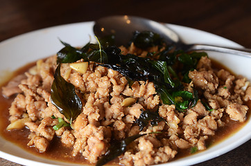 Image showing Stir-fried with minced pork and basil