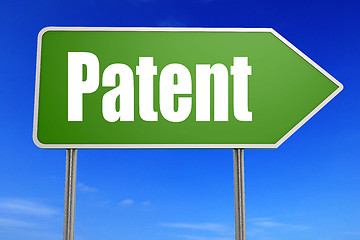 Image showing Patent word with green road sign