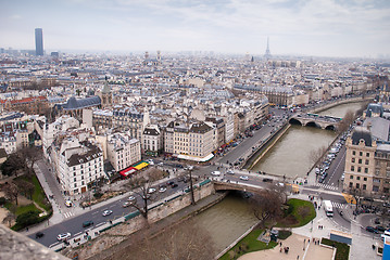 Image showing view of Eiffel tower at the river Seine