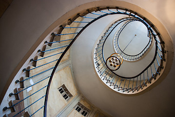 Image showing Paris, France - August 05, 2006: Bottom view of the spiral staircase in the gallery of Vivienne