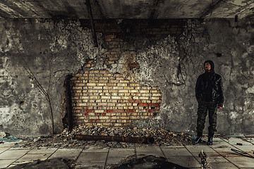 Image showing Abandoned damaged building wall