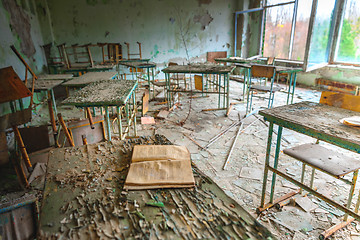 Image showing Abandoned Classroom in School number 5 of Pripyat, Chernobyl Exclusion Zone 2019