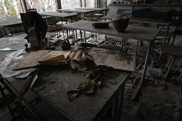 Image showing Abandoned Classroom in School number 5 of Pripyat, Chernobyl Exclusion Zone 2019