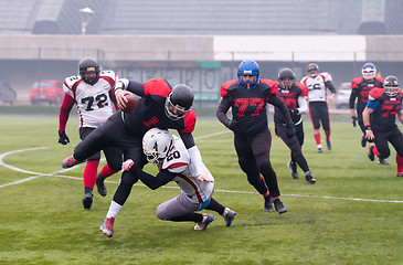 Image showing training match of professional american football players