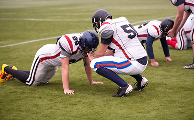 Image showing professional american football players training