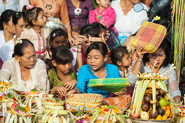 Image showing Bali, Indonesia - Feb 2, 2012 - Hari Raya Galungan and Umanis Galungan holiday fesival parade - the days to celebrate the victory of Goodness over evil, on February 2nd 2012 on Bali, Indonesia