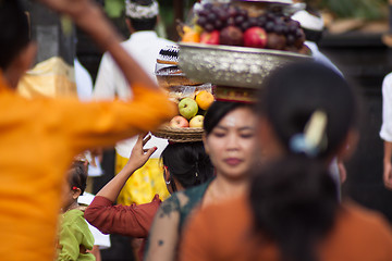 Image showing Bali, Indonesia - Feb 2, 2012 - Hari Raya Galungan and Umanis Galungan holiday fesival parade - the days to celebrate the victory of Goodness over evil, on February 2nd 2012 on Bali, Indonesia