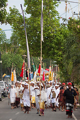 Image showing Bali, Indonesia - Feb 2, 2012 - Hari Raya Galungan and Umanis Galungan holiday fesival parade - the days to celebrate the victory of Goodness over evil, on February 2nd 2012 on Bali, Indonesia