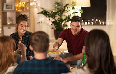 Image showing friends drinking non-alcoholic beer at home