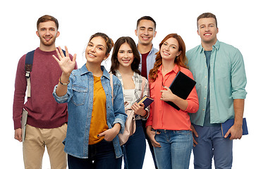 Image showing group of students with books and school bags