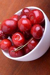 Image showing Close up of sweet fresh cherry berries