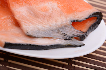 Image showing fresh salmon fillet close up