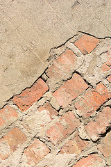 Image showing Old Red Rock Stone Wall, texture background