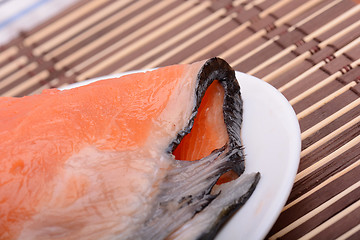 Image showing fresh salmon fillet close up