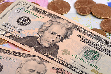 Image showing US Dollars background with focus on Alexander Hamilton