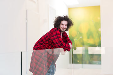 Image showing portrait of young man in bathrobe