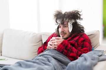 Image showing young Man with flu and fever