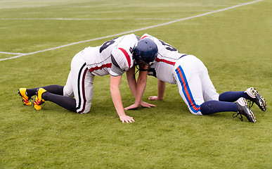 Image showing professional american football players training