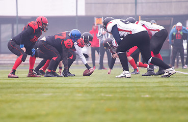 Image showing professional american football players ready to start