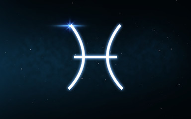 Image showing pisces sign of zodiac over night sky and stars