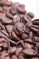 Image showing Roasted coffee bean close up. Food background