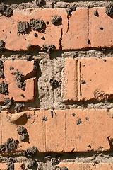 Image showing Old Red Rock Stone Wall, texture background