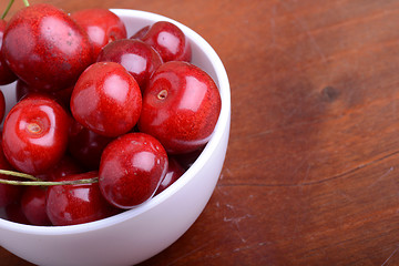 Image showing Close up of sweet fresh cherry berries