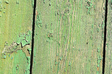 Image showing old green colored wooden plank surface