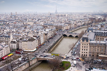 Image showing view of Eiffel tower and the river Seine