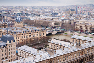 Image showing aerial view of Paris and Seine river