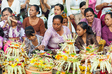 Image showing Bali, Indonesia - Feb 2, 2012 - Hari Raya Galungan and Umanis Galungan holiday fesival parade - the days to celebrate the victory of Goodness over evil, on February 2nd 2012 on Bali, Indonesia